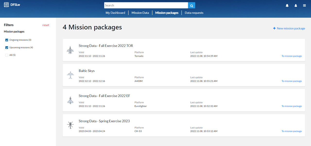 FUSION enables users to create Mission Packages for easy preparation of their mission data.